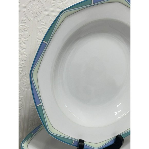 Christopher Stuart Acclaim Rim Soup Bowls 9.25" Lot of 5 Art Deco Style - Picture 4 of 9